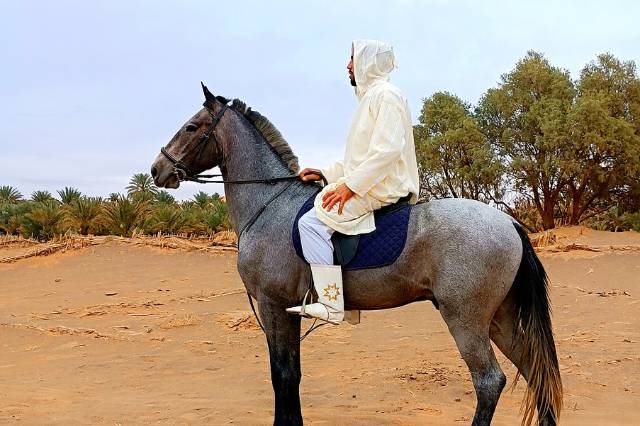 horse riding in traditional dress